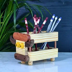Handcrafted Wooden Cow Pencil Holder
