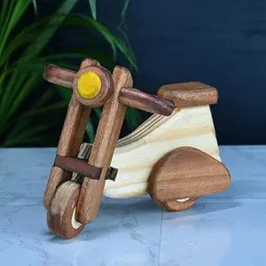 Handcrafted Natural Wooden Scooter Toy for Kids